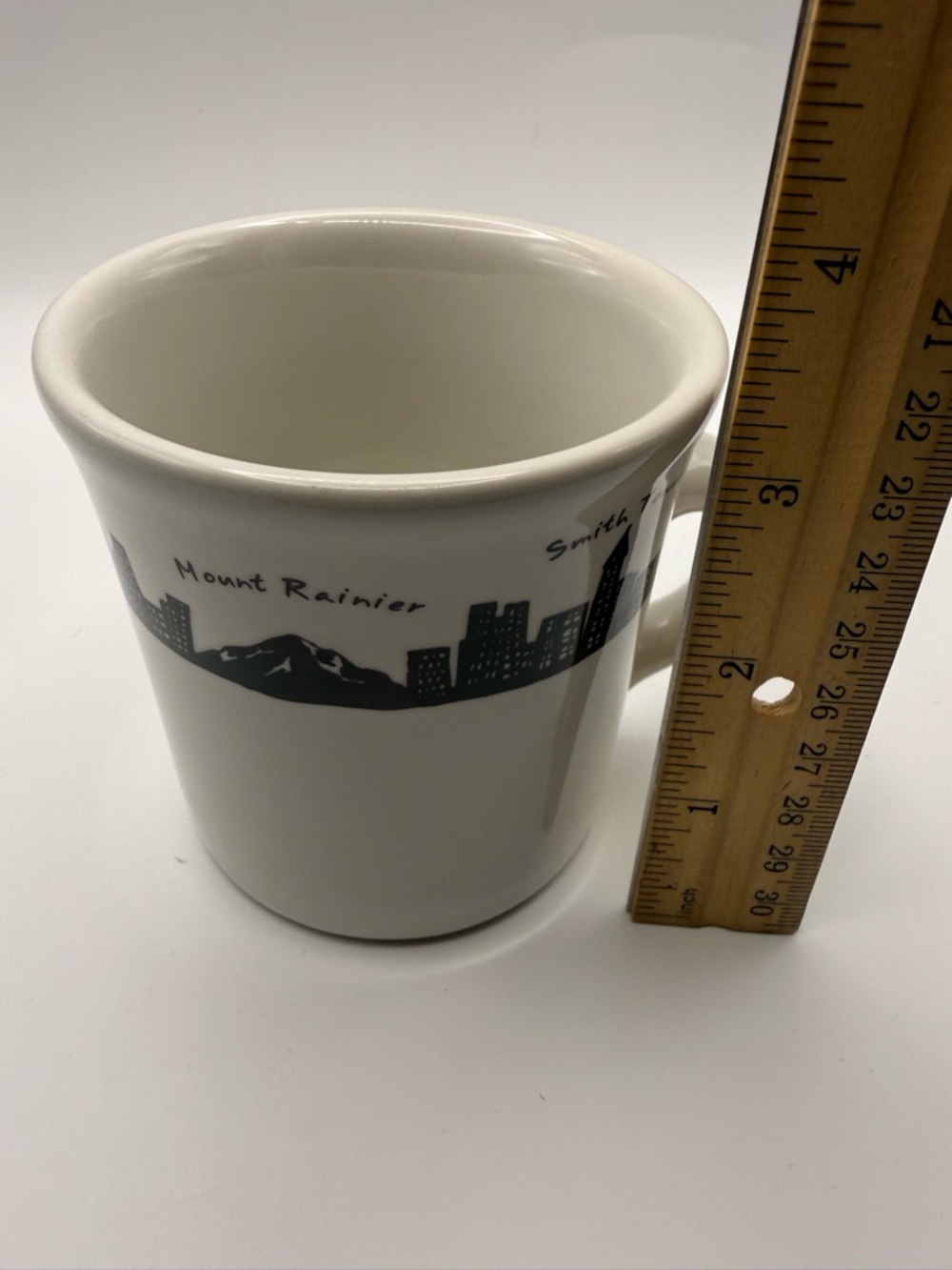 FISHS EDDY White Seattle Skyline Ceramic Mug w/Black Illustration - Picture 6 of 7